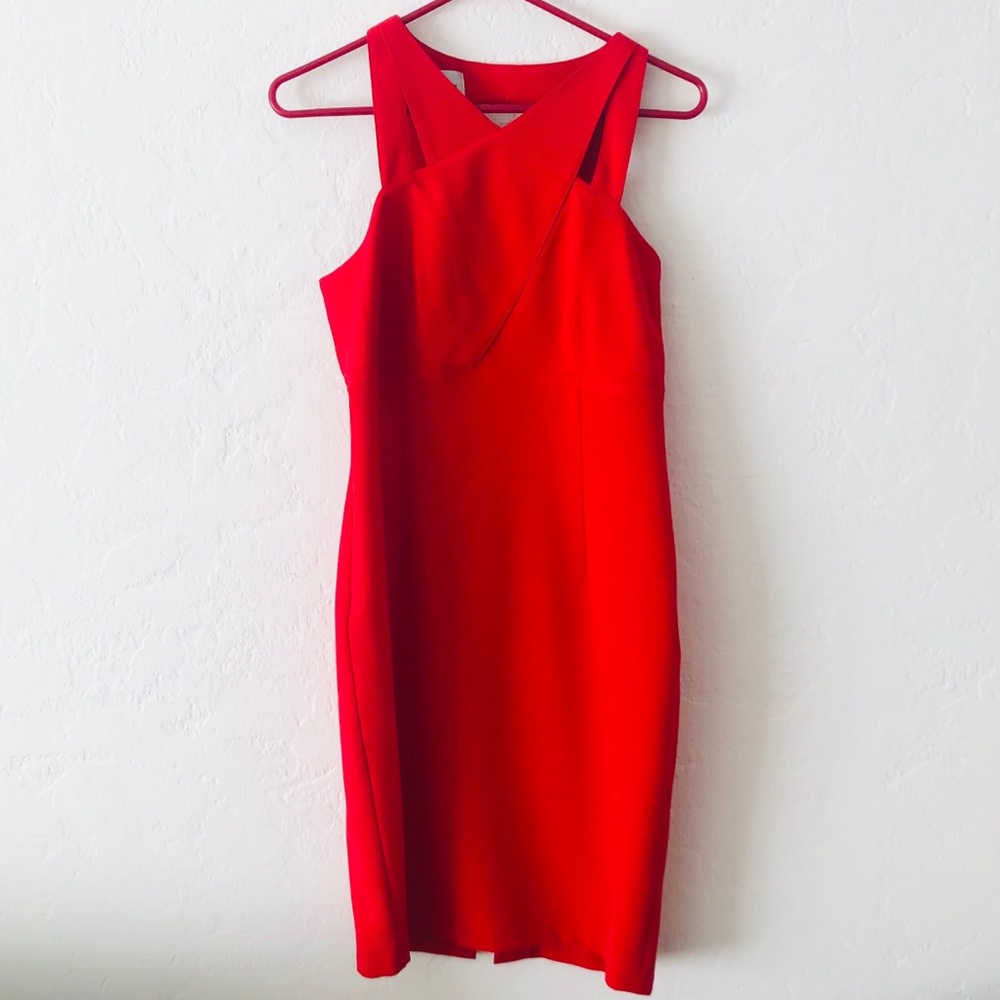 Donna Morgan Red Sheath Dress with cut outs